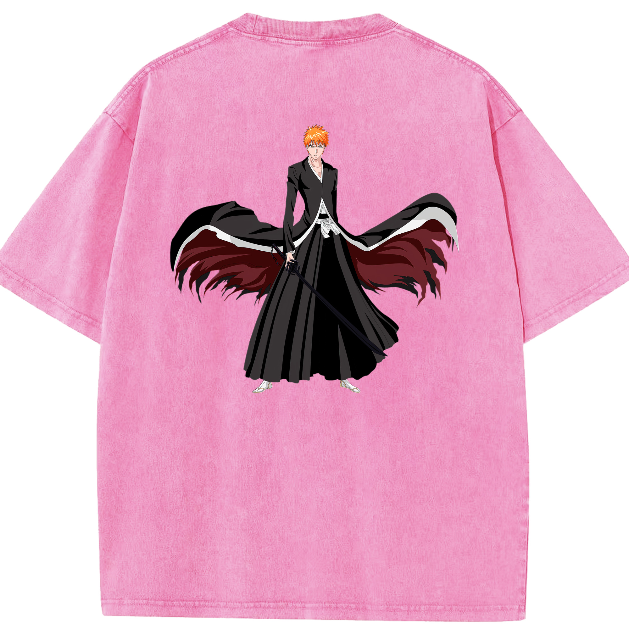 （画像用） ブリーチ 黒崎一護（くろさき いちご）BLEACH Kurosaki Ichigo 綿100% ヴィンテージ風 半袖Tシャツ（背面プリント）